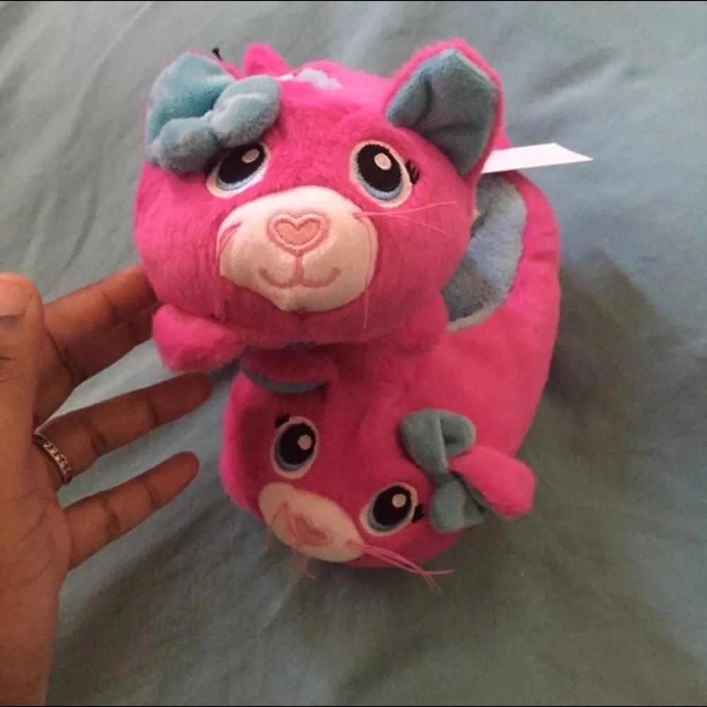 NWT Build a Bear‎ Workshop Kitten Slippers Pink Girly Cat Pretty 7/8
